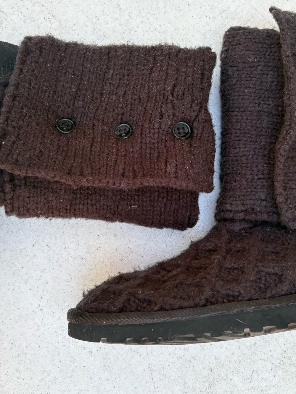 UGG Women’s Black Knit Button Tall Boots - Picture 6 of 7